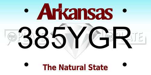 385YGR Arkansas License Plate