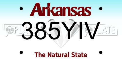 385YIV Arkansas License Plate