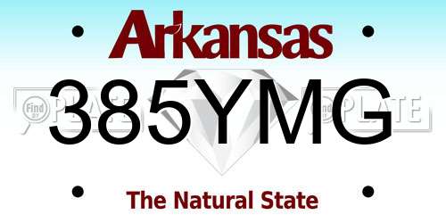 385YMG Arkansas License Plate