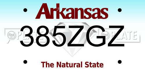 385ZGZ Arkansas License Plate