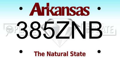 385ZNB Arkansas License Plate