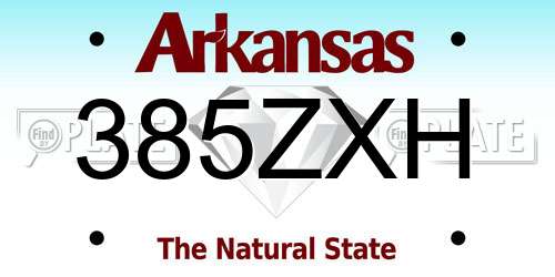 385ZXH Arkansas License Plate
