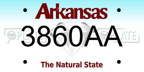 3860AA Arkansas License Plate