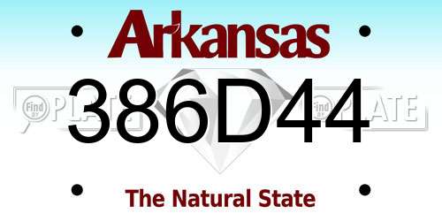 386D44 Arkansas License Plate