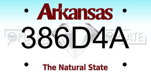 386D4A Arkansas License Plate
