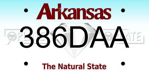 386DAA Arkansas License Plate