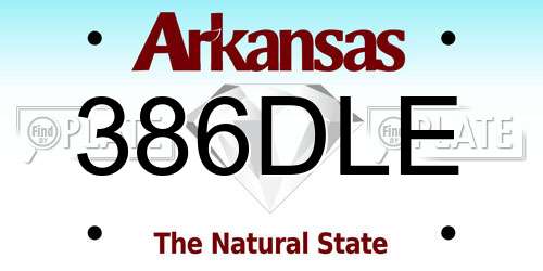 386DLE Arkansas License Plate