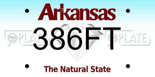 386FT Arkansas License Plate