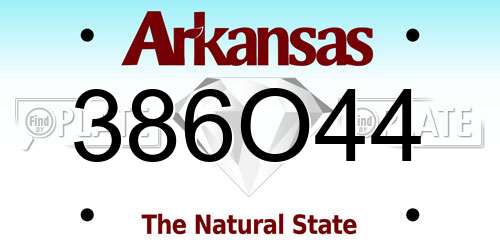 386O44 Arkansas License Plate