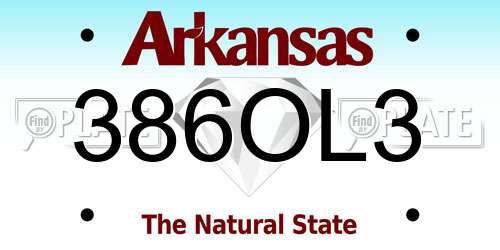 386OL3 Arkansas License Plate