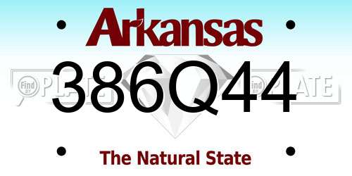 386Q44 Arkansas License Plate