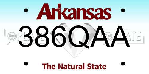386QAA Arkansas License Plate