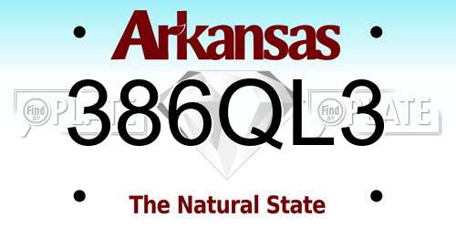 386QL3 Arkansas License Plate