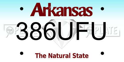 386UFU Arkansas License Plate