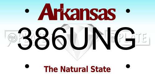 386UNG Arkansas License Plate