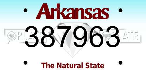 387963 Arkansas License Plate