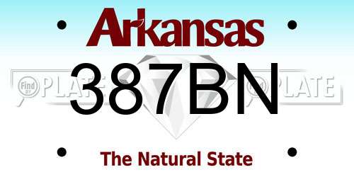 387BN Arkansas License Plate