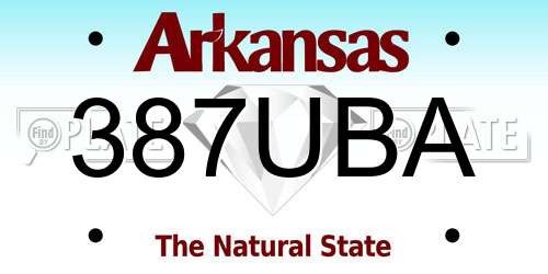387UBA Arkansas License Plate