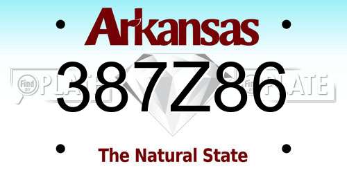 387Z86 Arkansas License Plate
