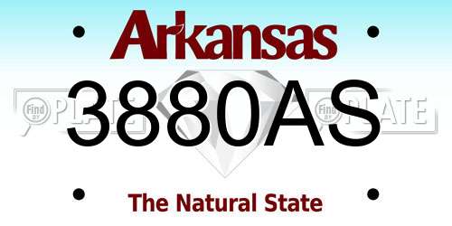 3880AS Arkansas License Plate