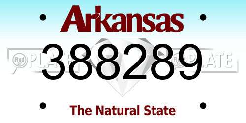 388289 Arkansas License Plate