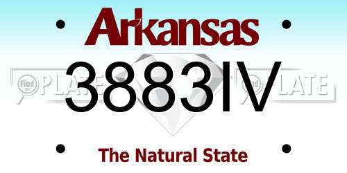 3883IV Arkansas License Plate