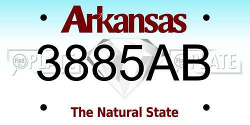 3885AB Arkansas License Plate