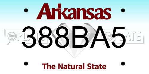 388BA5 Arkansas License Plate