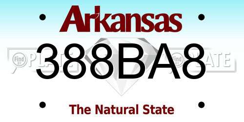 388BA8 Arkansas License Plate