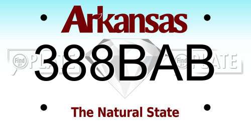 388BAB Arkansas License Plate