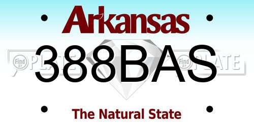 388BAS Arkansas License Plate