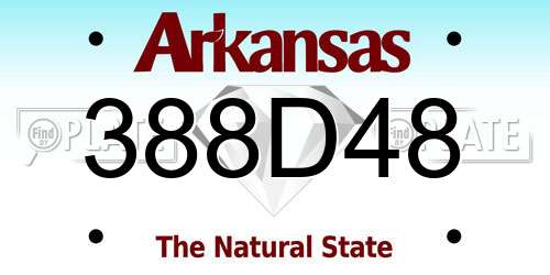 388D48 Arkansas License Plate