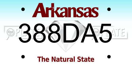 388DA5 Arkansas License Plate