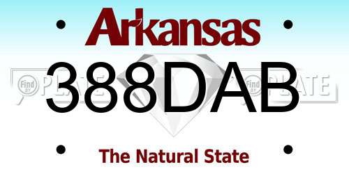 388DAB Arkansas License Plate