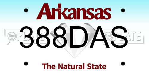 388DAS Arkansas License Plate