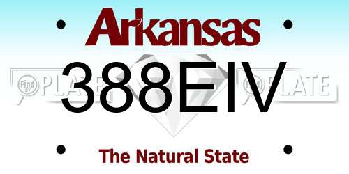 388EIV Arkansas License Plate