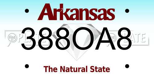 388OA8 Arkansas License Plate