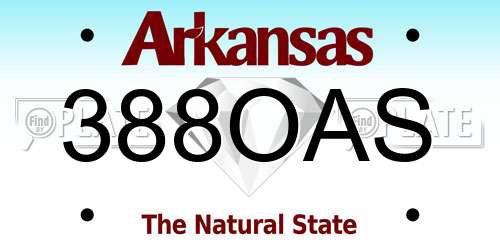 388OAS Arkansas License Plate