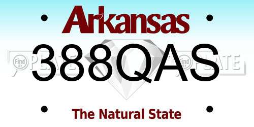 388QAS Arkansas License Plate
