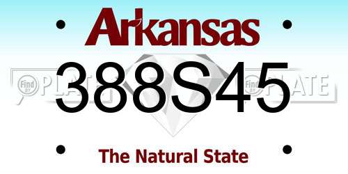 388S45 Arkansas License Plate