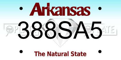 388SA5 Arkansas License Plate