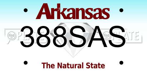 388SAS Arkansas License Plate
