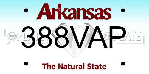 388VAP Arkansas License Plate