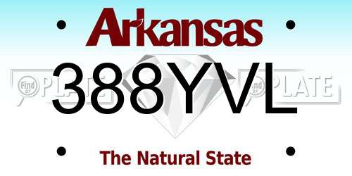 388YVL Arkansas License Plate
