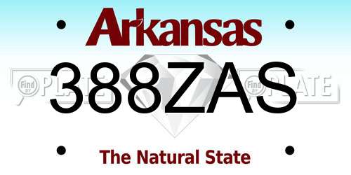 388ZAS Arkansas License Plate