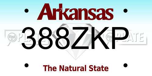 388ZKP Arkansas License Plate