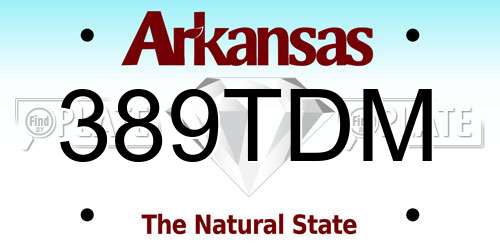 389TDM Arkansas License Plate