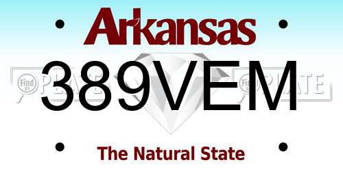 389VEM Arkansas License Plate
