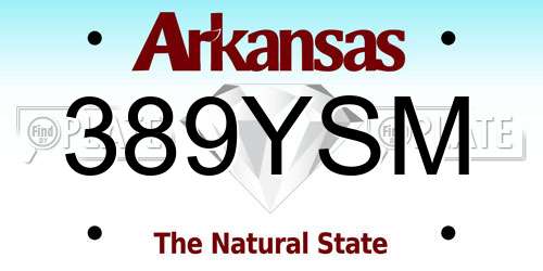 389YSM Arkansas License Plate