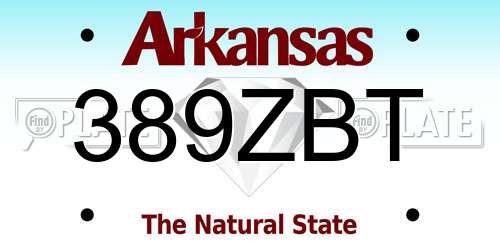 389ZBT Arkansas License Plate